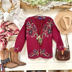 Ramie handmade stunning prairie embroidered boho sweater w farmhouse vibe
